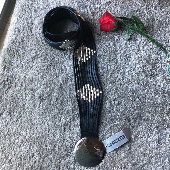 Chico’s genuine leather adjustable belt big buckle - Picture 1 of 8